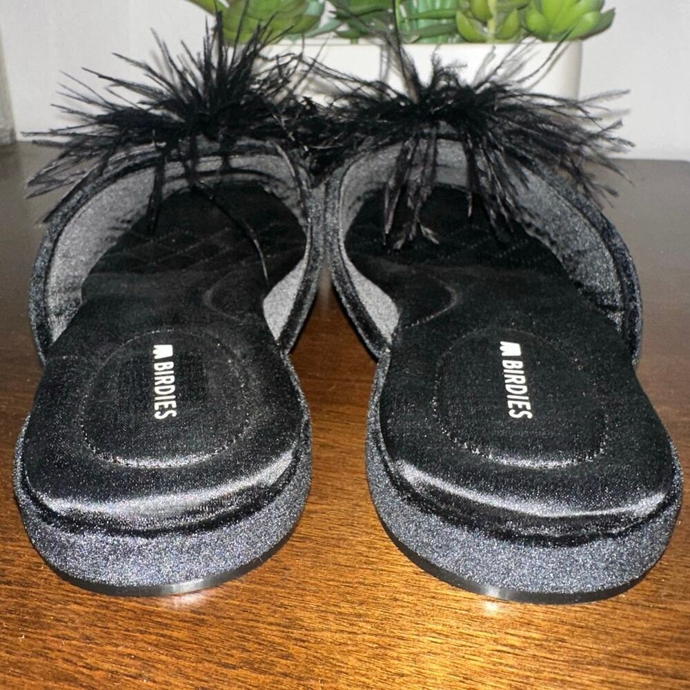 Birdies Elegant Black Ostrich Feathered Mule 6.5‎ - Picture 6 of 6